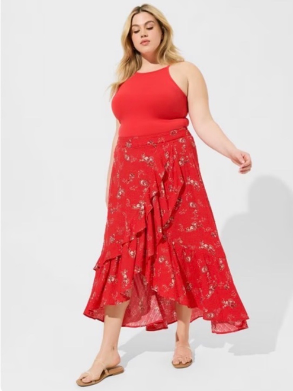 NWT Torrid Ruffle High-Low Maxi Skirt - Picture 2 of 5